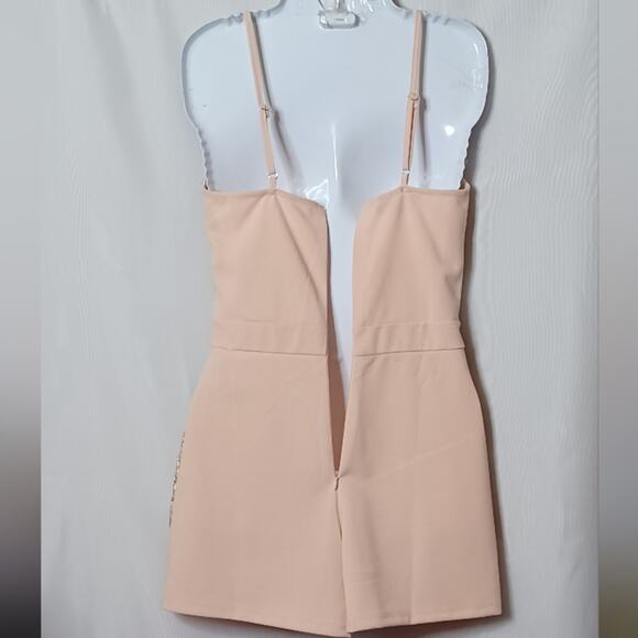 PARISIAN Blush Embroidered Lace Adjustable Straps Romper. 6 - Picture 12 of 16